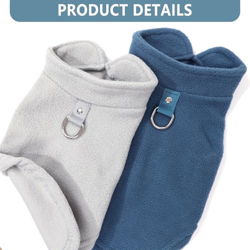 Image of 2 Pack Dog Sweater with Leash Ring Winter Warm Pet Sweater Thick Clothes Coat Fleece Dog Sweaters for Small Dogs Girl Boy for Chihuahua, French Bulldog, Dachshund,X-Large(19-26lbs)