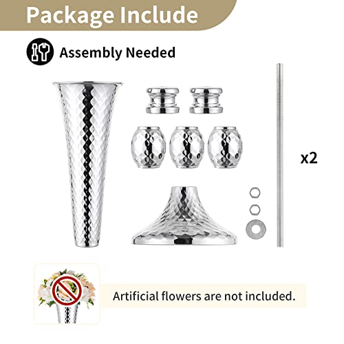 NUPTIO Trumpet Vase Flower Stand, 24" Tall, Siver, Set of 2 by NUPTIO - Used condition - Image 6