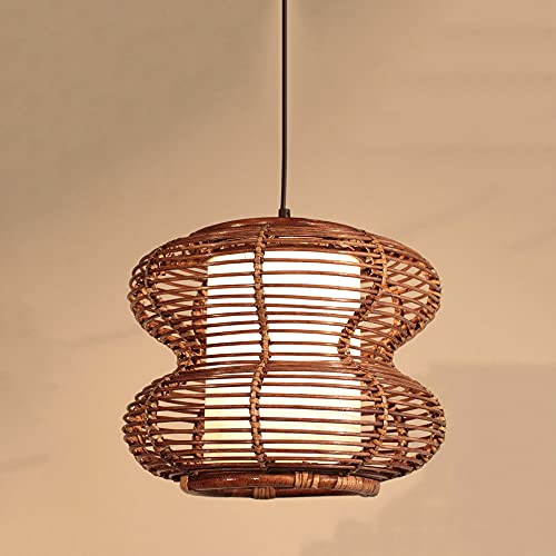 Lampe à suspension E27 NAMFHZW lustre en rotin tissé D13
