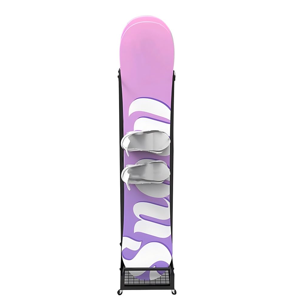 GRRICEPL Multi-Storey Metal Snowboard Storage Rack, Ski Organiser, Standing for Skis/Skateboards/Scooter, for Shops, Supermarkets, Ski Resorts(124x60x120 cm)
