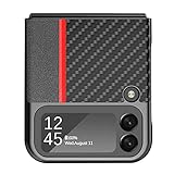for Samsung Galaxy Z Flip 4 Case Ultra Thin Hard Carbon Fiber PU Leather Hybrid Phone Cases Anti -Fingerprint Shockproof Protective Cover for Samsung Z Flip 4 5G Shell (Galxy Z Flip 4) Black