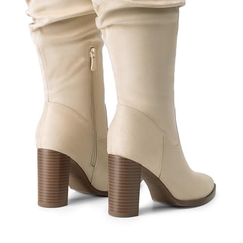 DREAM PAIRS Women's Knee High Boots Pointed Toe Chunky Block Heel Suede Boots Comfortable for Women with Side Zipper Fashion Slouchy Boots4