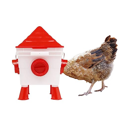 Easy Media mangiatoia per galline, polli, da 5KG, automatica, antispreco, antipioggia, antitopo, con 4 porte di alimentazione, con piedini o da appendere