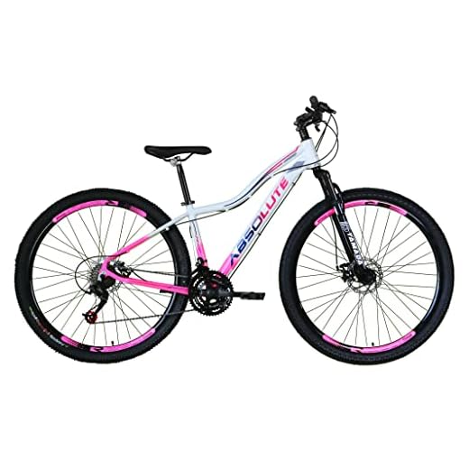 Bicicleta Feminina Aro 29 Absolute Hera Alumínio 21v Freio a Disco Garfo Suspensão (15, Branco/Rosa)
