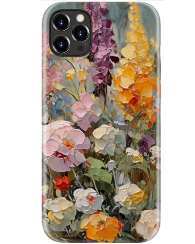 Image of Goodon for iPhone 12 Pro Max Case Cute - Wireless Charging Compatible - Dual-Layer Hard Shell + Silicone Cover - Protective Phone Case with Trendy Designs for Women - Oil Painting Flowers | Dual-Layer Hard Shell + Silicone, Slim Fit Protective Phone Cover with Wildflower Designs for Women Girls