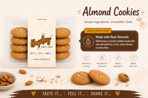 Image of Hapley Almond Cookies 300g, No Palm Oil, Deliciously Crunchy Cookies with Rich Almond Goodness