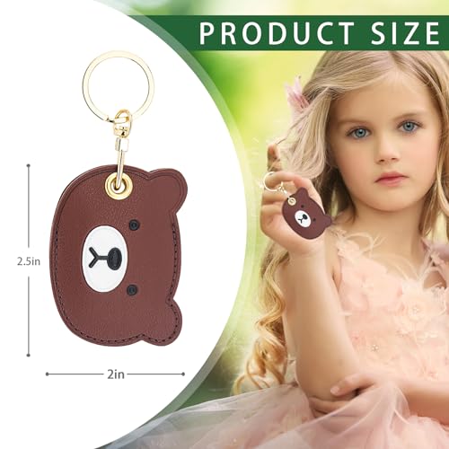 Image of Leather Keychain Case Holder Compatible with Apple AirTag, GPS Airtag Keychain Finder Tracker with Key Ring, Anti-Scratch Protective Air Tag Cover | Leather