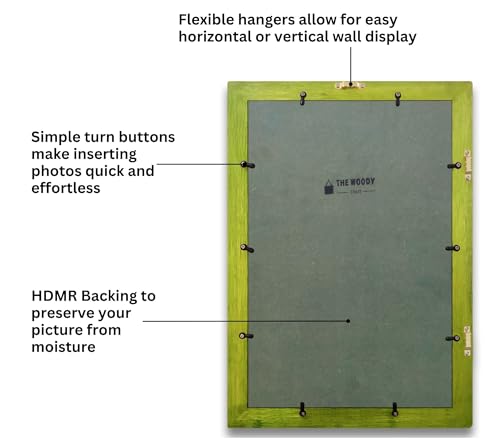 Image of 8 x 12 inch Wooden Photo Frame with Mat, Green Photo Frame 8 x 12 inch with Mat or 12 x 18 inch without Mat for Wall Decoration, Gallery Walls, Best Wooden Photo Frames for Posters and Photos