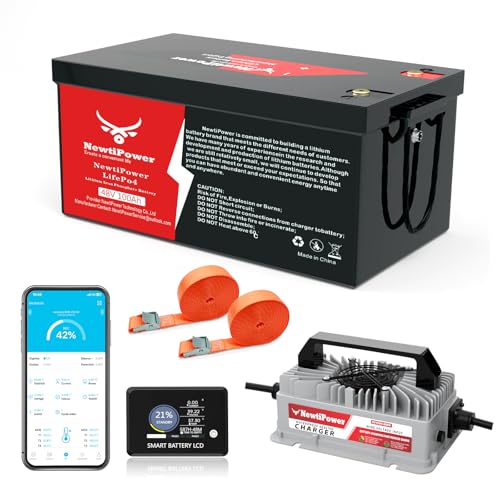 48V 100Ah LiFePO4 Lithium Battery,200A BMS,10000+ Deep Cycle Lithium Iron Phosphate Battery Great for Golf Cart, RV, Marine and Off Grid Applications