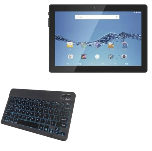 BoxWave Keyboard Compatible with Digiland DL1018A Tablet (10.1 in) - SlimKeys Bluetooth Keyboard - with Backlight, Portable Slim LED 7 Colors - Jet Black