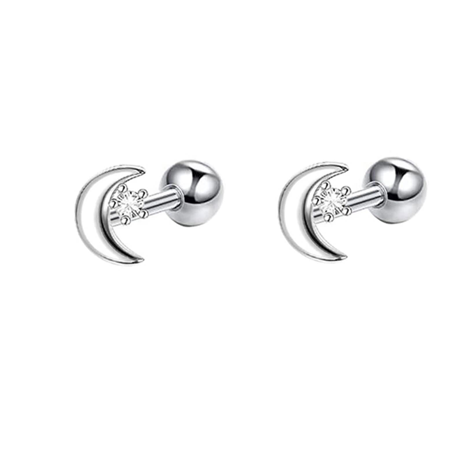 Ohrringe Hochzeit 9K / 14K / 18 K Gold Damen, Mond mit Moissanit, Frauen Ohrring Gold