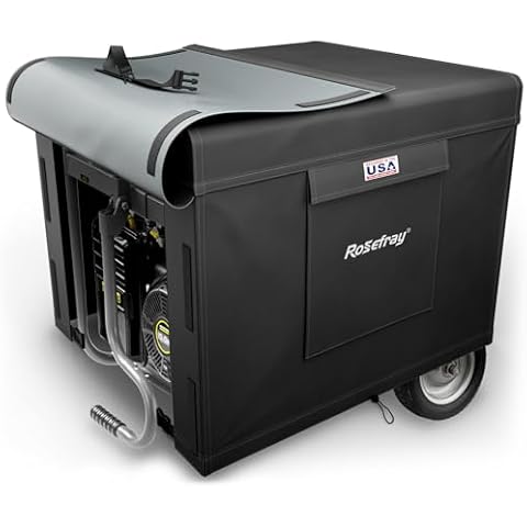 Rosefray Generator Cover-32”Lx24”Wx24”H,600D Heavy Duty Waterproof, Small Outside Equipment Cover for Champion,Predator,WEN,Ryobi,Generac,Westinghouse Portable Generator 5000-10000W-Black/2XL Cover