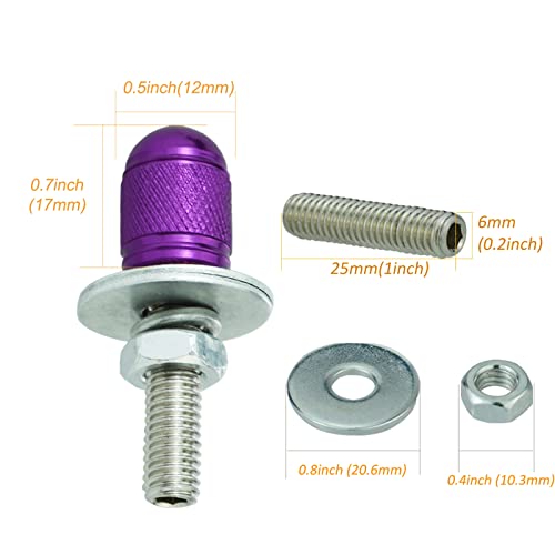 Arenbel License Plate Frame Bolts Stainless Steel Car Tag Screw Nuts Fasteners Kit Fit Vehicles Motorcycle Trucks Suv,4Pcs Purple #TOP1