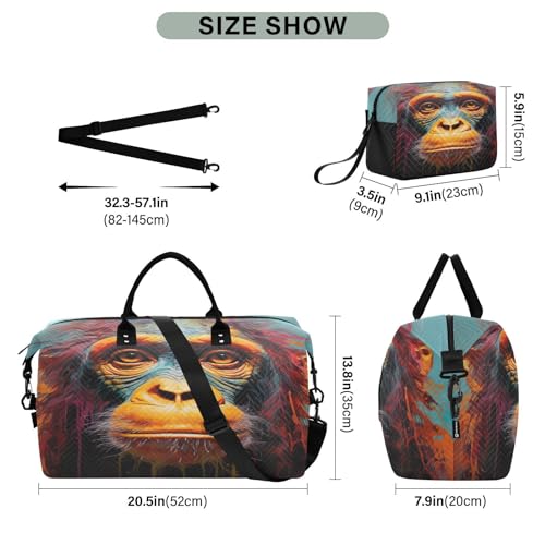 Kigai Gorilla Portrait Duffle Bag Versatile Travel Duffel for Men and Women, Carry On for Weekend or Overnight Stay3