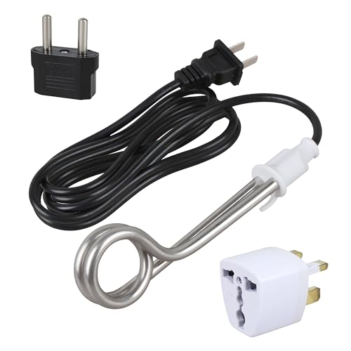 HOLEPU Immersion Water Heater, 300W - 120/240V Travel Water Heater, Dual Voltage Immersion Heater for Coffee Travel or Camping Accessories(White, Pack of 1)