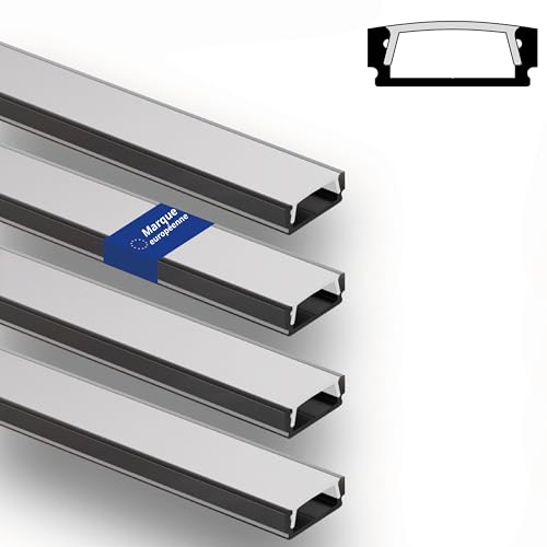 INNOVATE Profilé en aluminium pour bande LED Montage en surface MINI 12 [2 m – 2000 mm x 17 mm x 7 mm Largeur max. 12 mm] Éclairage LED pour cuisine, salon, chambre à coucher