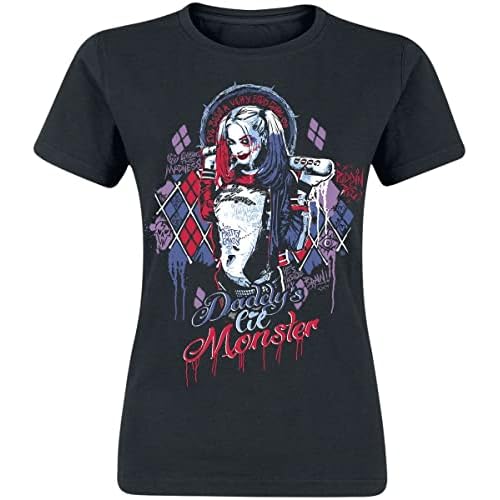 Escuadrón Suicida Harley Quinn Mujer Camiseta Negro L 100% algodón Estrechos
