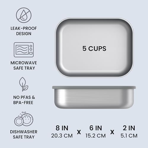 Image of Bentgo MicroSteel Leak-Proof Bento Lunch Box, Microwave & Oven-Safe