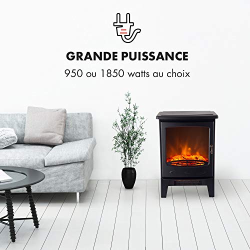 KLARSTEIN Meran Cheminée électrique à Effet de Flamme - Cheminée électrique, 950 ou 1850W, Thermostat, InstaFire sans fumée, Dimmable, Anti surchauffe, Noir KLARSTEIN Meran Cheminée électrique à Effet de Flamme - Cheminée électrique, 950 ou 1850W, Thermostat, InstaFire sans fumée, Dimmable, Anti surchauffe, Noir