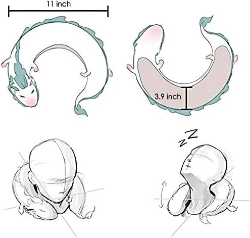 Miniatura 3 de Almohada de cuello de dragón Anime linda almohada de dragón Haku Anime muñeca de peluche juguete almohadas de viaje para niños con máscara de ojos