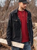 Mr.Stream Herren Karierte Flanellfutter Jacke Übergangsjacke Leicht Stehkragen Feldjacke Cargo Herbstjacke Snap Western Cowboy Jacken 3268 khaki M – Ansicht 6