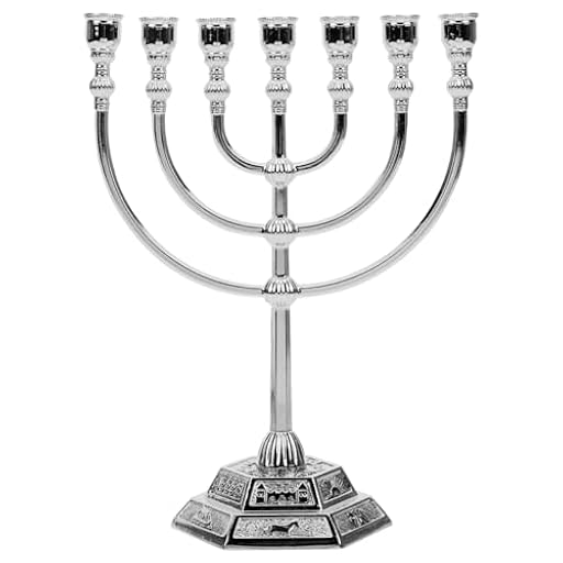 Adornos De Candelabros Antiguos, Menorah 7 Ramas Portavelas, Candelabro Judío con Base Hexagonal, 12 Tribus de Israel, Metal Menorah para Bodas Hotels Ornamentos (18 x 7cm, Plata) | Ya disponible en tu tienda friki favorita! En mundofriki.es! Adornos De Candelabros Antiguos, Menorah 7 Ramas Portavelas, Candelabro Judío con Base Hexagonal, 12 Tribus de Israel, Metal Menorah para Bodas Hotels Ornamentos (18 x 7cm, Plata) | Ya disponible en tu tienda friki favorita! En mundofriki.es!