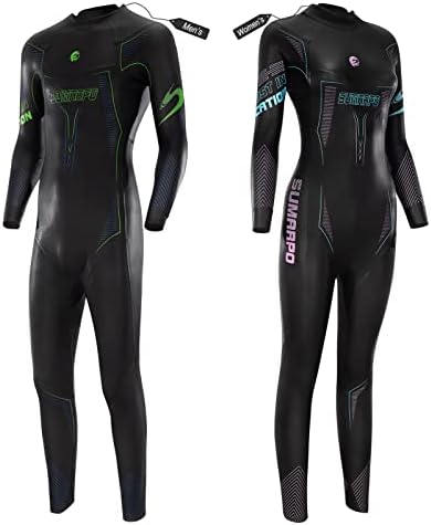 SUMARPO Triathlon Wetsuit Men & Women 3/2mm, ECO-Based Yamamoto SCS Smoothskin Neoprene Skinsuits for Open Water Swimming, Fina & Ironman & USAT Approved