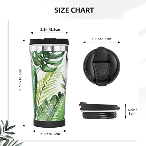 Mug café isotherme étanche feuille de palmier en inox double paroi