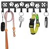 Key Holder Wall Mount & Dog Leash Holder for Wall, Metal Key Rack with 8 Hooks for Entryway/Hallway/Kitchen Decor, Dog Paws Design Wall Organizer 11.8×2.6 Inch with Screw Anchors (Black-Paws)