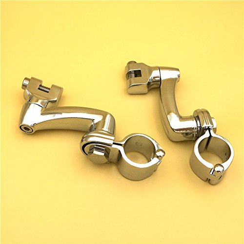 SMT-Chrome 360 Degree Adjustable Highway Peg Mounting Kit Compatible With any Bike Equipped with 1-1/4 inch Front Engine Guard Frame Tube Honda GoldWing VTX1300 Shadow Valkyrie Triumph [B01AVH3MTM] - Thumbnail 3
