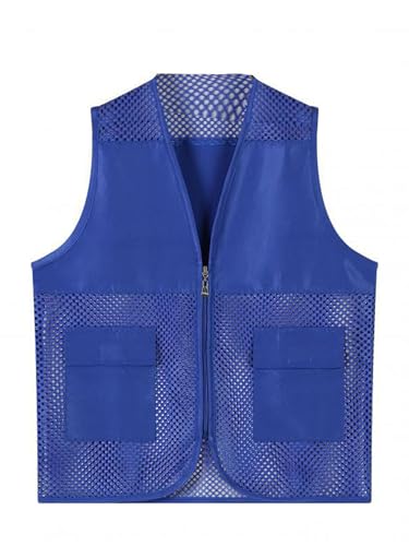 easyforever Kids Boys Girls Volunteer Vest Zipper V Neck Sleeveless Tops Mesh Jacket School Camp Activities Uniform