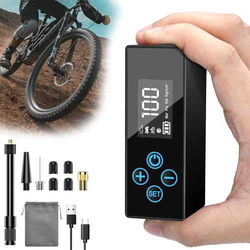 Fahrradpumpe Elektrische, Mini-Fahrradpumpe Digitalem LCD-Druckmessgerät...