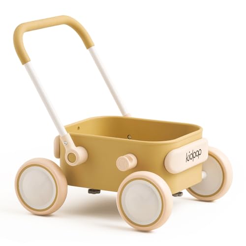 Image of PULA Baby Push Walker with Wheels Toddler Wagon for First Learner Baby Toys 6-12 Months, 1 Year Old Birthday Gifts, Indoors and Outdoors (Khaki)