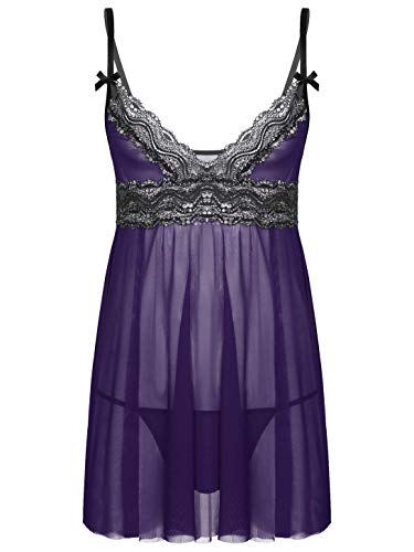 AGJGFM Men's Sissy Lingerie Nightgown Cami Lace Tirm Teddy Babydoll Sleepwear Chemises