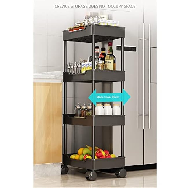 Kitchen Storage Cabinets Small Trolley Rack Floor-to-ceiling Multi-layer Household Cracked Snack Storage Shelf Kitchen Mobile Vegetable Basket Storage Basket Kitchen Shelves (Color : A-3Layer)-RKZvDOiY