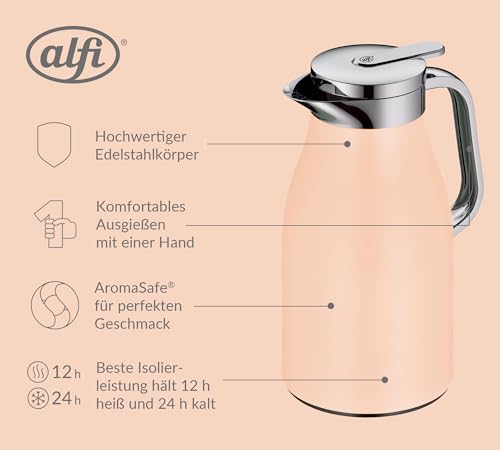 alfi SKYLINE Isolierkanne 1,00 l, 12 h heiß, pastel apricot mat – Ansicht 3