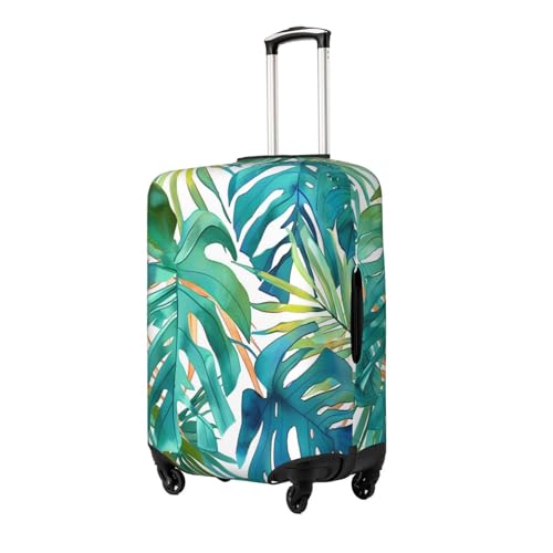 Teal Green Tropical Palm Leaves Travel Luggage Cover Elastic Suitcase Covers Washable Anti Scratch Luggage Dust Covers Protector, Fits 22-24 inch Luggage, M2