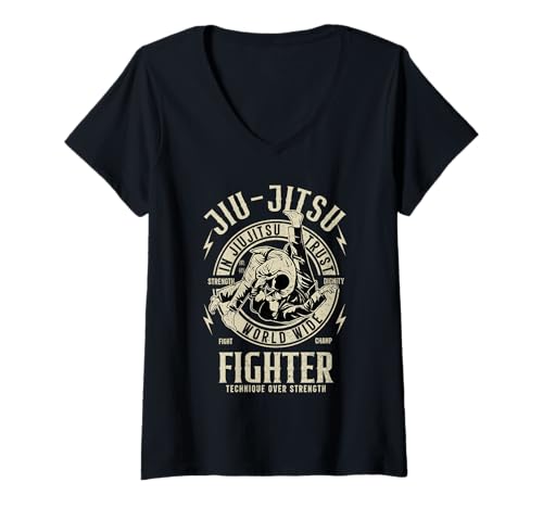 Women's JIU Jitsu Fighter Funny BJJ T Brazilian Jiu Jitsu Fighter V-Neck T-Shirt