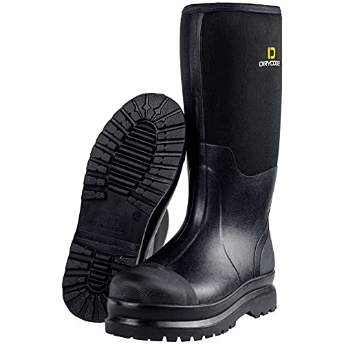 DRYCODE Rubber Work Boot for Men with Steel Shank, Waterproof Anti Slip Muck Hunting Boot, Warm 6mm Neoprene Hunting Mud Boot, Durable Black Rubber Boot for Farming, Gardening, Fishing, Size 5-14 (GRAPHITE BLACK, numeric_11)