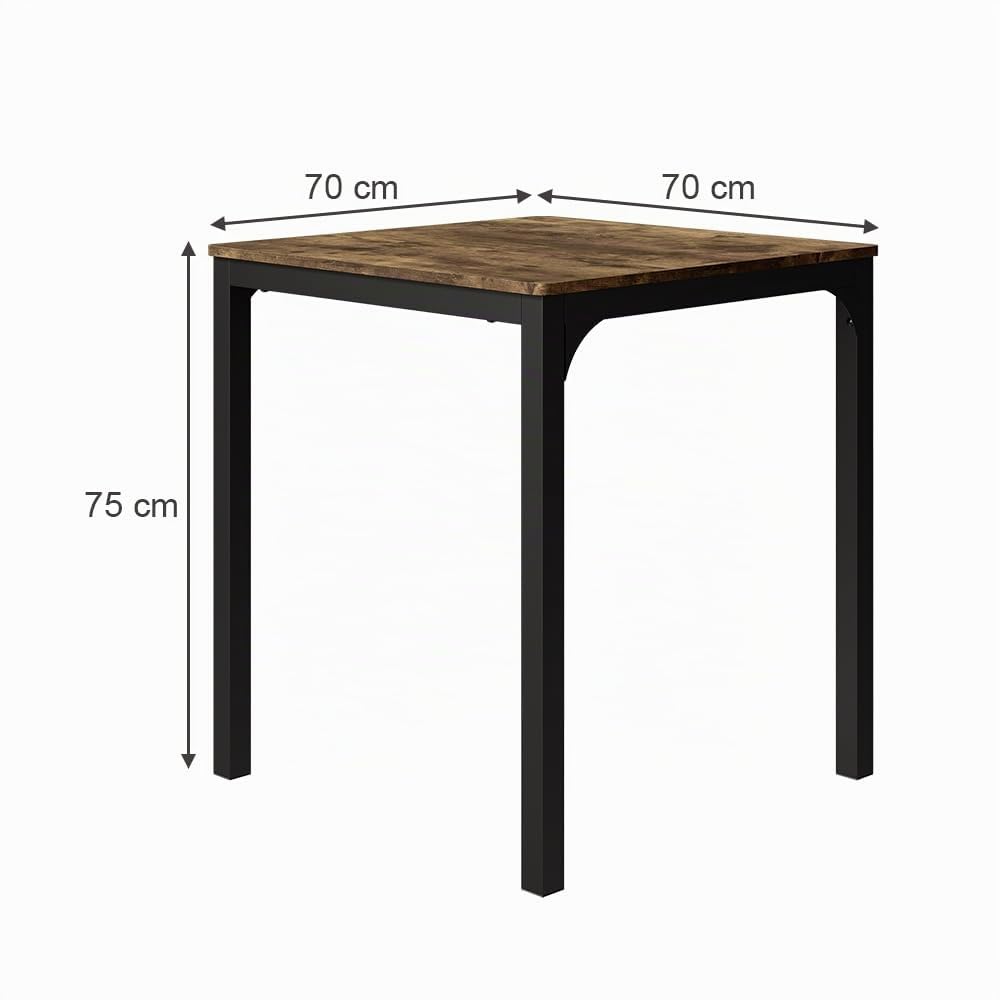 Vicco Tavolo da pranzo Fyrk, Nero/quercia rustico, 70 x 70 cm, adatto per sala da pranzo, cucina o aree esterne coperte