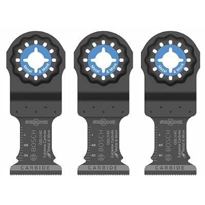 BOSCH Starlock OSL114C-3 - Paquete de 3 cuchillas oscilantes multiherramienta oscilante de metal y más carburo para cortar barra de hierro, metal, madera con clavos, paneles de yeso y azulejos