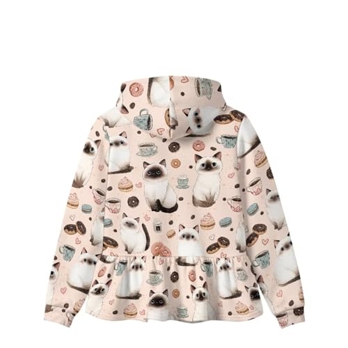 Sweat à capuche graphique zippé filles pull ample coton ado ado - 5