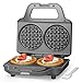 SugarWhisk 4 Inch Double Mini Waffle Maker Machine, Chaffle Maker, Waflera Electrica, Small Waffle Iron for Waffles, Keto Chaffles, Hash Browns, Cookies, Grey