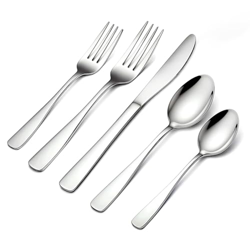 BEWOS 20 Piece Silverware Set - Stainless Steel Silverware Sets for 4 Include Spoon, Forks, Knives, Mirror Polished Flatware Set for Home, Kitchen, Restaurant, Dishwasher Safe