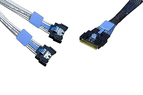 Câble SlimSAS x8 vers 2x MCIO x4 PCIe Gen5 double droit 80cm haut débit