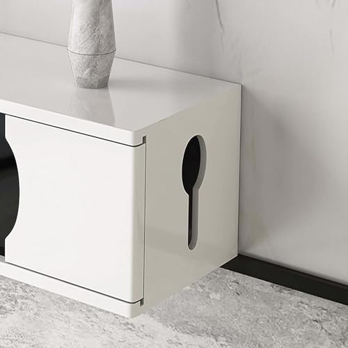 Boîte de rangement routeur WiFi et décodeur TV - Étagère flottante murale blanche - 7