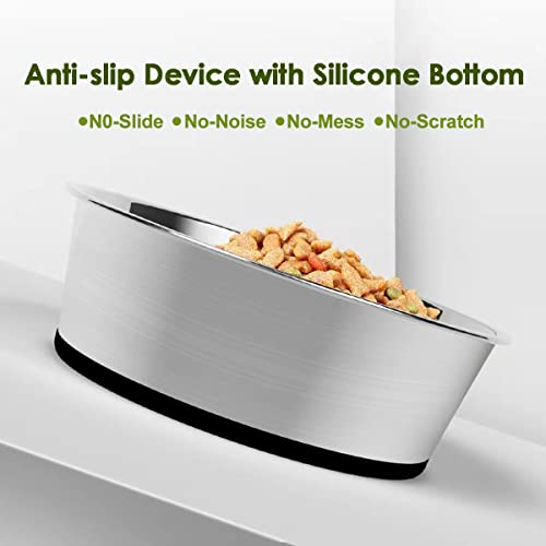 Wedawn Stainless Steel Dog Bowls, 8 Cups Non-Slip Rubber Bottom Dog Dishes, Deep Food Grade Cat Bowl, Premium Water And Food Pet Bowls For Dogs Cats, Dishwasher Safe, Easy To Clean, 2 Pack #TOP1