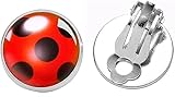 Ohrclips Marienkäfe,Langlebig und Praktisch Edelstahl Rote Ladybug Ohrringe,Modischer Einfach Hypoallergen Geschenke Schmuck Zubehör für Halloween Karneval (Rot Schwarz Punkte)