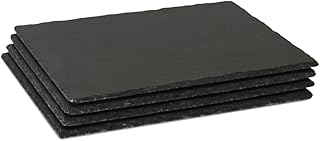 GDYIHANG12 x 9Inch 4 Pack Slate Cheese Board with Natural Edge for Kitchen Dining Party, Charcuterie Stone Plates for Cake Fruit Meat Appetizers Dried Fruits Display Chalkboard, Set of 4