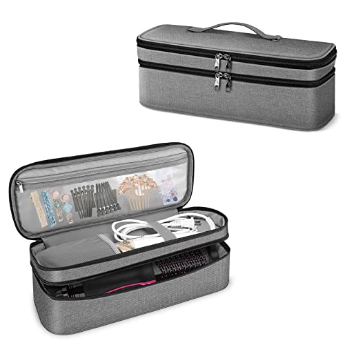 Sithon Double-Layer Travel Carrying Case For Revlon One-Step Hair Dryer/Volumizer/Styler, Water Resistant Storage Organizer Bag Compatible With Shark Flexstyle Attachment (Bag Only) (Gray) #TOP15
